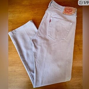 Levi’s 501 Button Fly Jeans Light Gray Vintage Wash W36 L32
